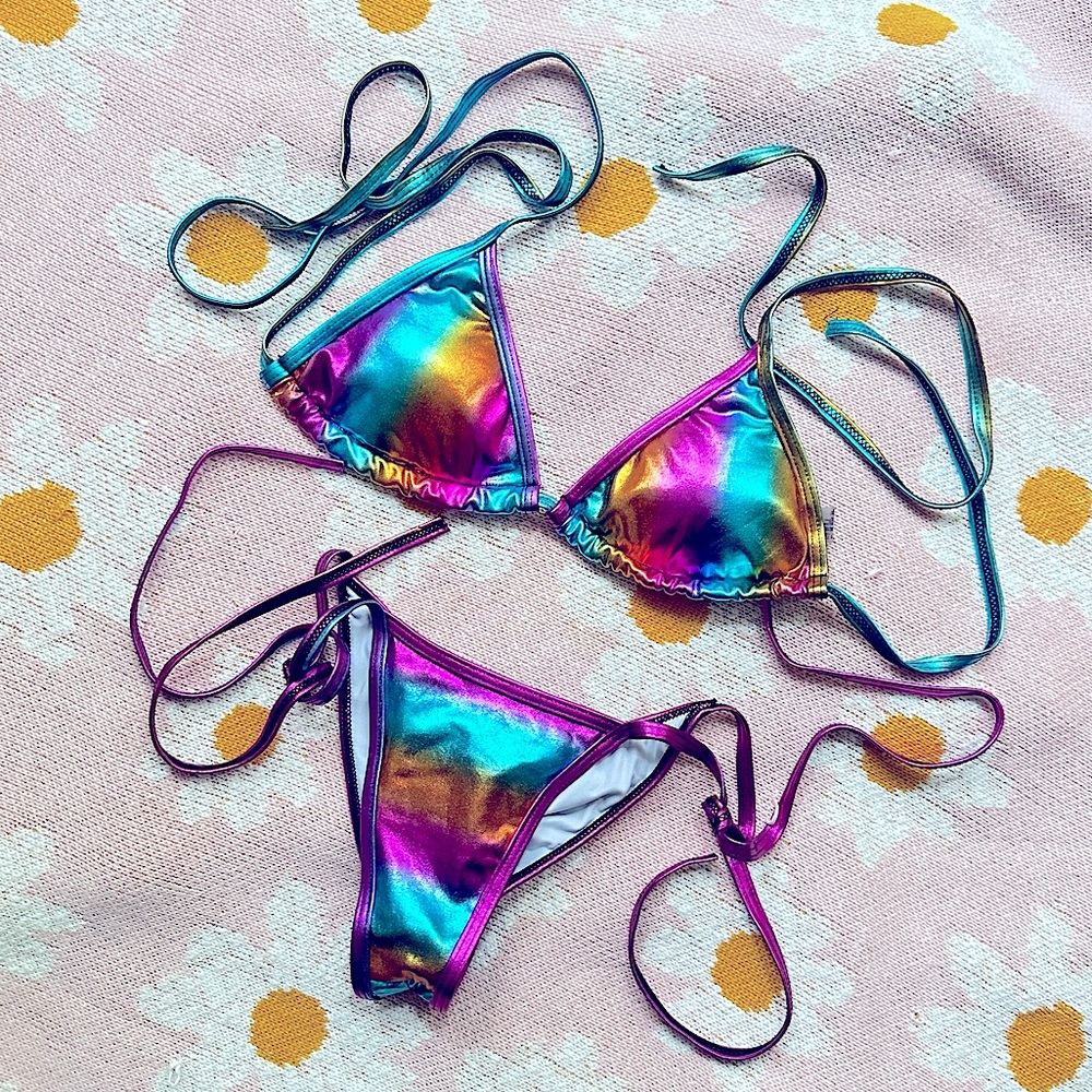 Metallic rainbow sexy bikini